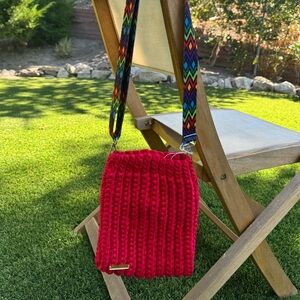 Handmade Knitted Red Crossbody bag